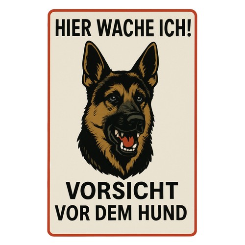 Hier wache ich warnschild - hier,