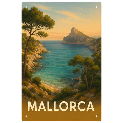 Mallorca bucht blechschild - bucht, |