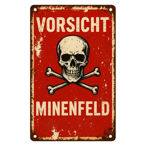 Vorsicht minenfeld blechschild - vorsicht,