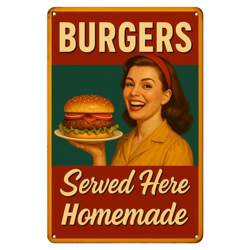 Burger hamburger blechschild - blechschild, |