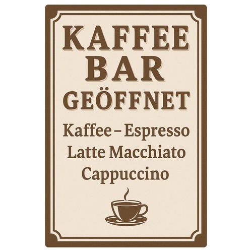 Kaffee bar blechschild - kaffee,