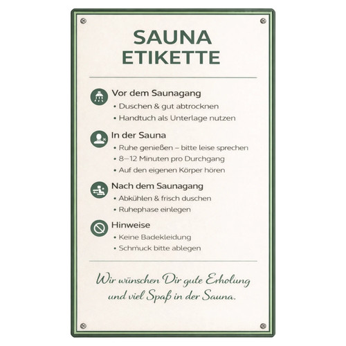 Sauna etikette blechschild - sauna,