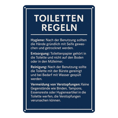 Toiletten regeln blechschild - regeln,
