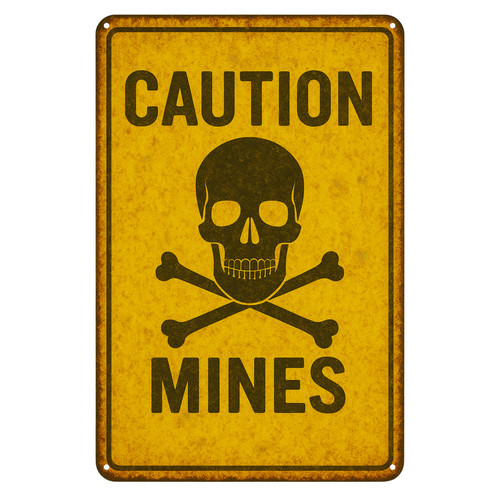 Caution mines minenschild - caution,