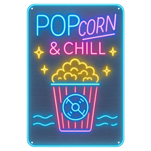 Popcorn neon kino blechschild - neon,